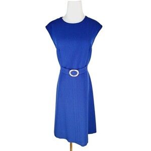 NWT!! TALBOTS Blue Sheath Cocktail Workwear DRESS Size 10‎ Faux Belt